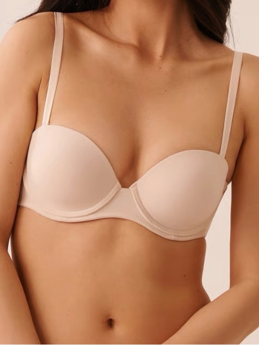 NWT La Vie En Rose Push-up Convertible Strapless Nude Underwire Bra